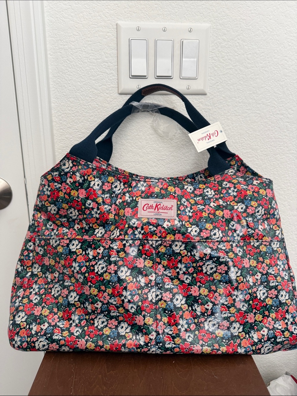 Cath Kidston NWT Navy Floral Tote with Pink and Red Flowers from the UK store